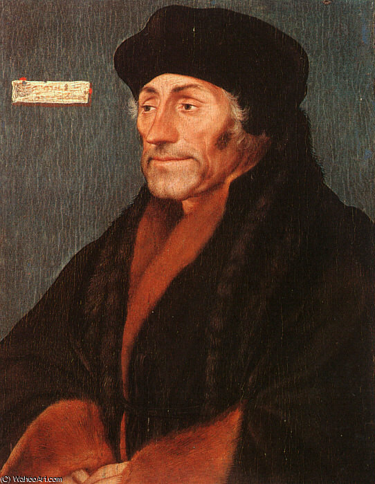 WikiOO.org - Encyclopedia of Fine Arts - Maleri, Artwork Hans Holbein The Younger - Erasmus of Rotterdam - oil on wood