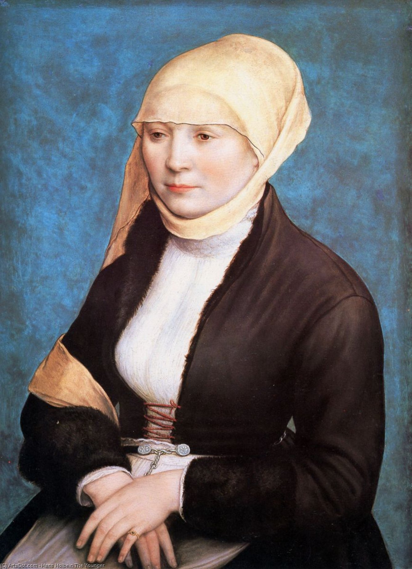 Wikioo.org - The Encyclopedia of Fine Arts - Painting, Artwork by Hans Holbein The Younger - Portrait of a young woman Sun