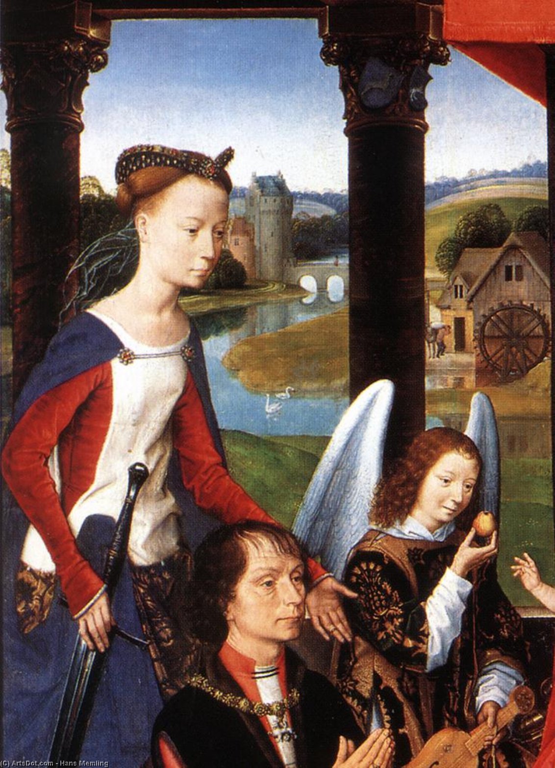 WikiOO.org - Güzel Sanatlar Ansiklopedisi - Resim, Resimler Hans Memling - The Donne Triptych (detail 3) - (central panel)