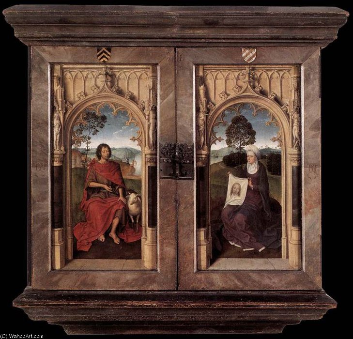Wikoo.org - موسوعة الفنون الجميلة - اللوحة، العمل الفني Hans Memling - Triptych of Jan Floreins (detail 2) - (reverse)