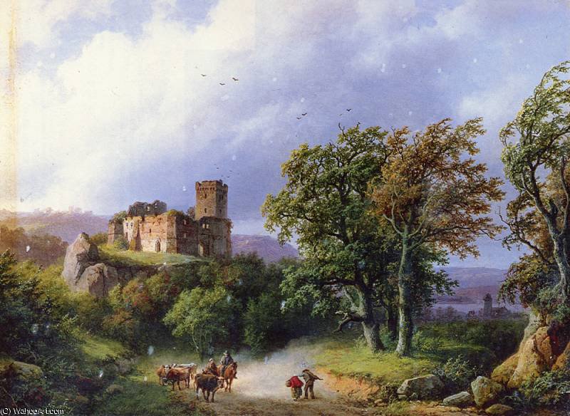 WikiOO.org - Enciclopédia das Belas Artes - Pintura, Arte por Hendrik Barend Koekkoek - the ruined castle