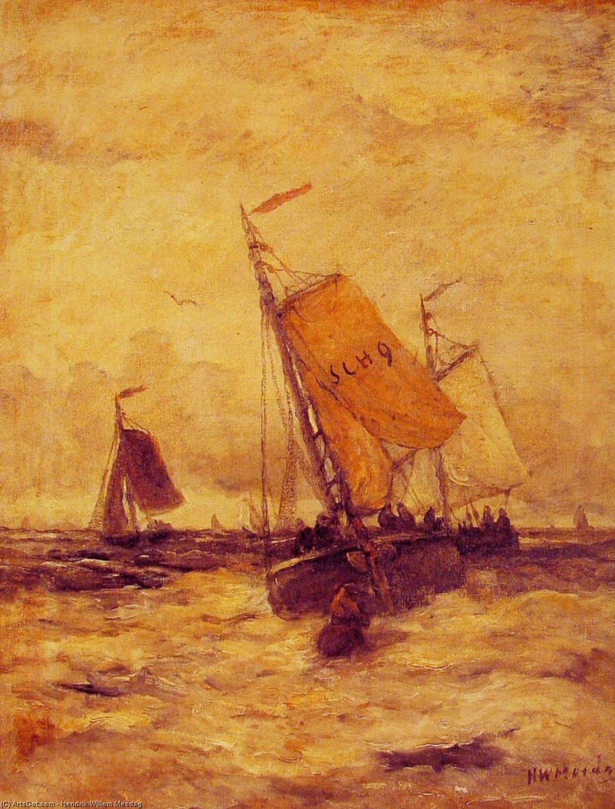 WikiOO.org - Encyclopedia of Fine Arts - Maalaus, taideteos Hendrik Willem Mesdag - On a Stormy Sea