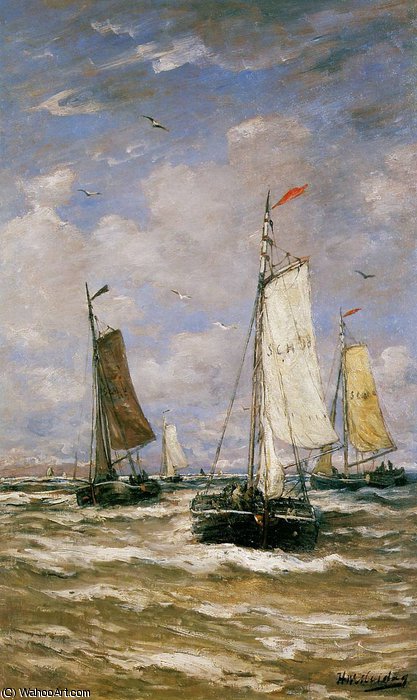 Wikioo.org – L'Encyclopédie des Beaux Arts - Peinture, Oeuvre de Hendrik Willem Mesdag - retour du soleil de la flotte