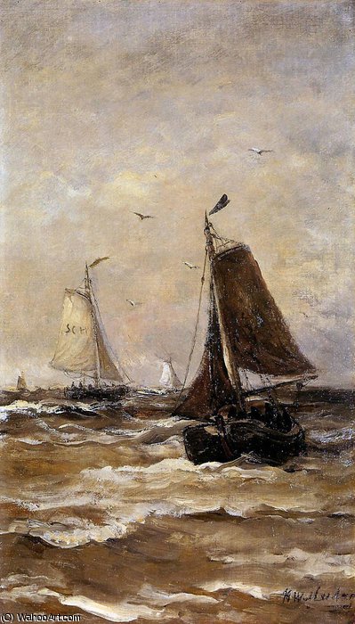 Wikioo.org – L'Encyclopédie des Beaux Arts - Peinture, Oeuvre de Hendrik Willem Mesdag - retour du soleil