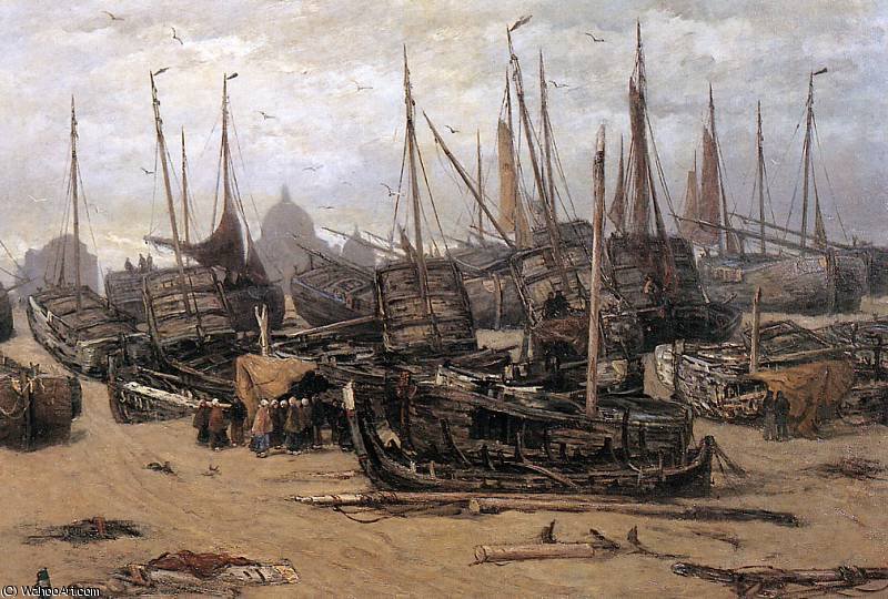 WikiOO.org - Encyclopedia of Fine Arts - Maleri, Artwork Hendrik Willem Mesdag - storm in scheveningen sun