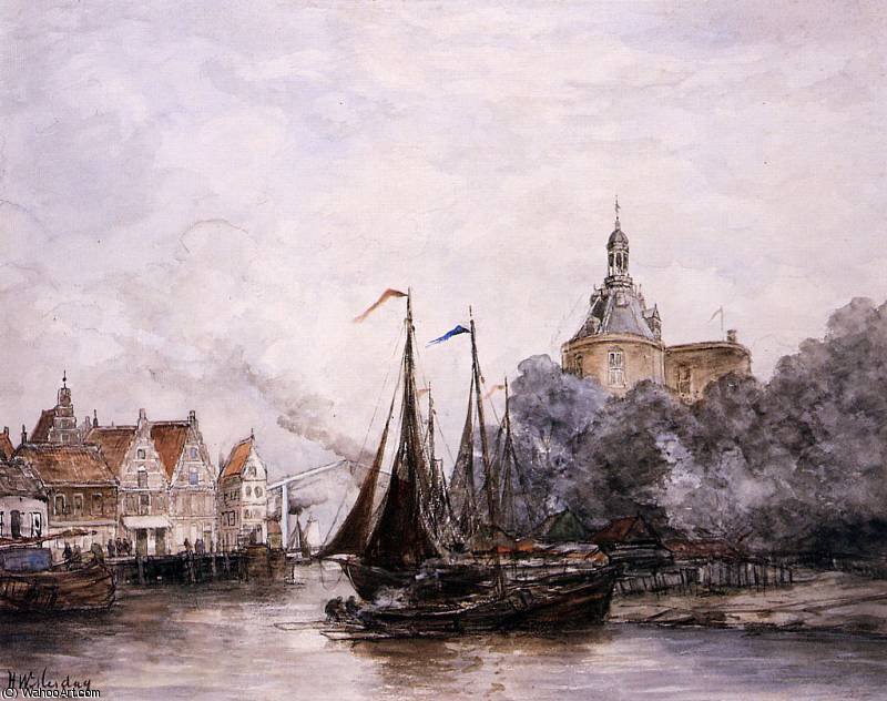 Wikioo.org - The Encyclopedia of Fine Arts - Painting, Artwork by Hendrik Willem Mesdag - the port of enkhuizen sun