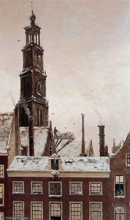Wikoo.org - موسوعة الفنون الجميلة - اللوحة، العمل الفني Hendrik Willem Mesdag - wester toren in amsterdam sun