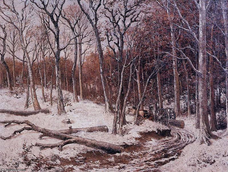 Wikioo.org - The Encyclopedia of Fine Arts - Painting, Artwork by Hendrik Willem Mesdag - wood transport through the forest sun