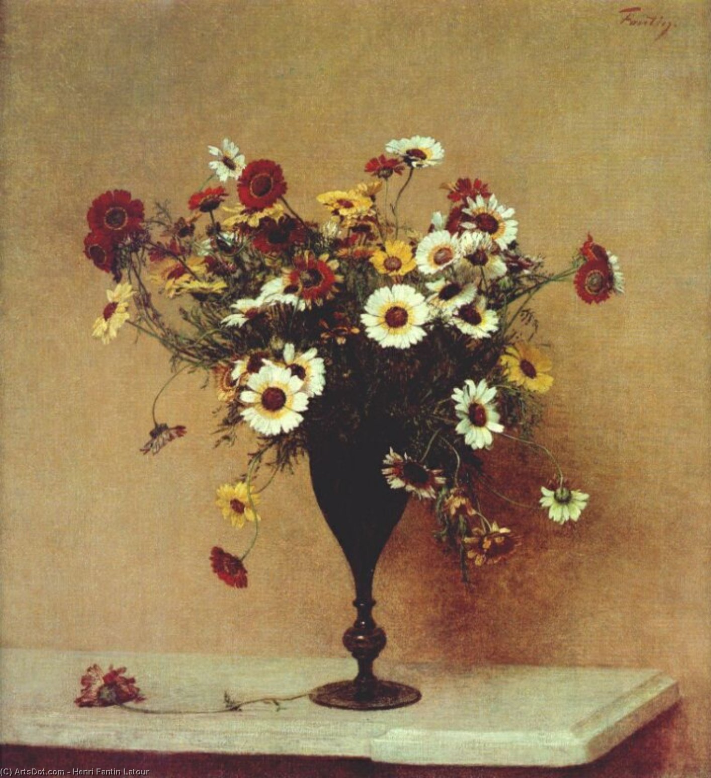 Wikioo.org - The Encyclopedia of Fine Arts - Painting, Artwork by Henri Fantin Latour - annual chrysanthemums