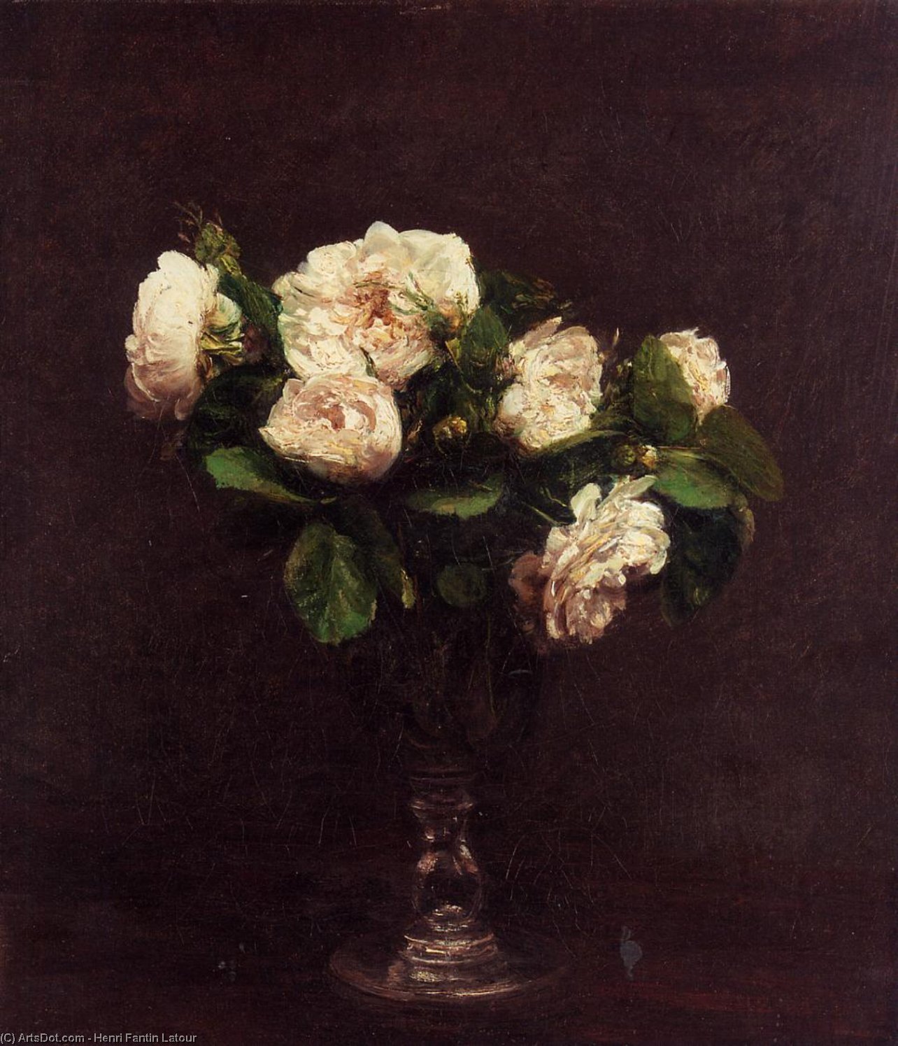 Wikioo.org - The Encyclopedia of Fine Arts - Painting, Artwork by Henri Fantin Latour - white roses