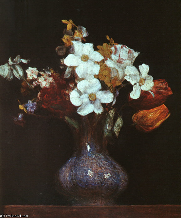 Wikioo.org – L'Encyclopédie des Beaux Arts - Peinture, Oeuvre de Henri Fantin Latour - Narcisse et tulipes