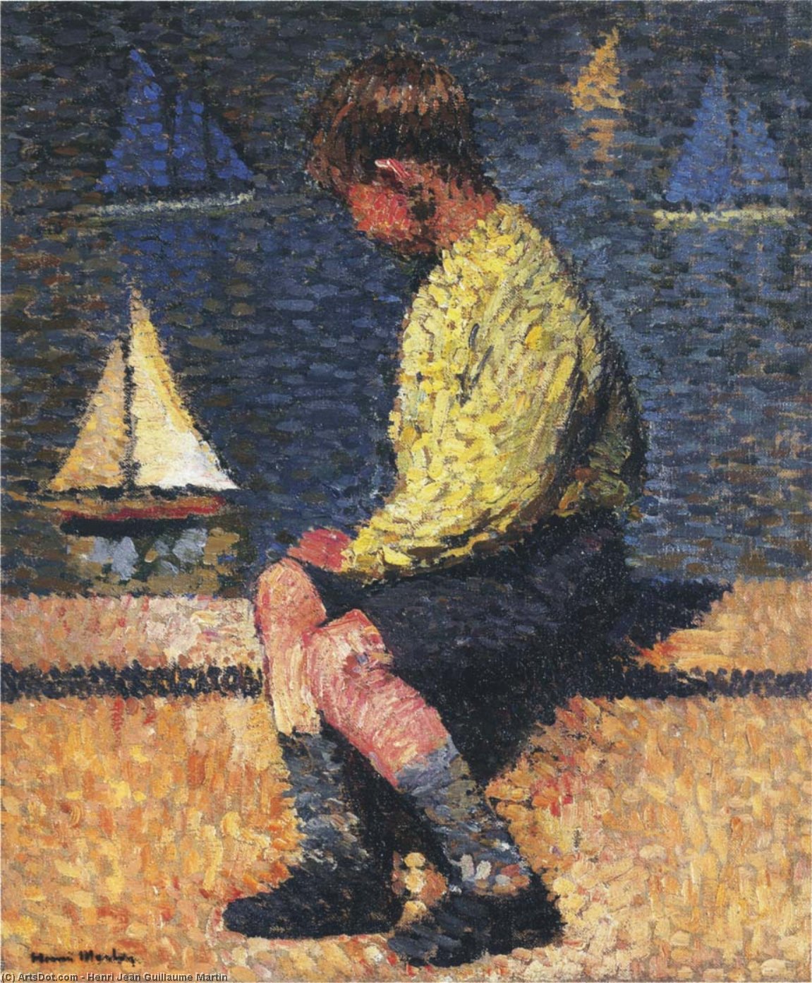 Wikioo.org - The Encyclopedia of Fine Arts - Painting, Artwork by Henri Jean Guillaume Martin - A Boy with Sailboats
