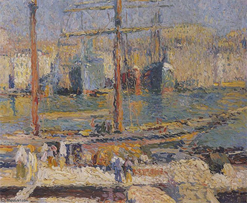 Wikioo.org - The Encyclopedia of Fine Arts - Painting, Artwork by Henri Jean Guillaume Martin - Bateaux dans Port de Marseilles