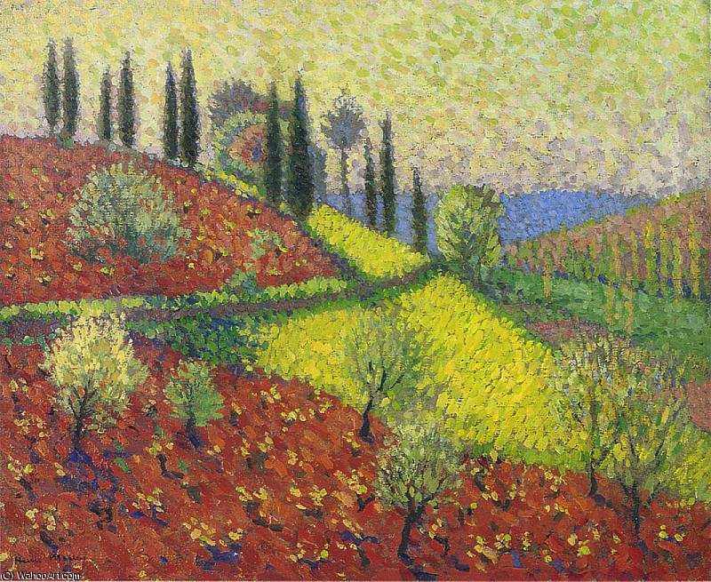 Wikioo.org - The Encyclopedia of Fine Arts - Painting, Artwork by Henri Jean Guillaume Martin - Cyprus Trees on the Hill