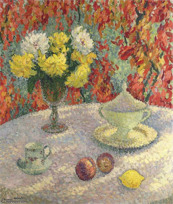 Wikioo.org - The Encyclopedia of Fine Arts - Painting, Artwork by Henri Jean Guillaume Martin - Dahlias in the Sun