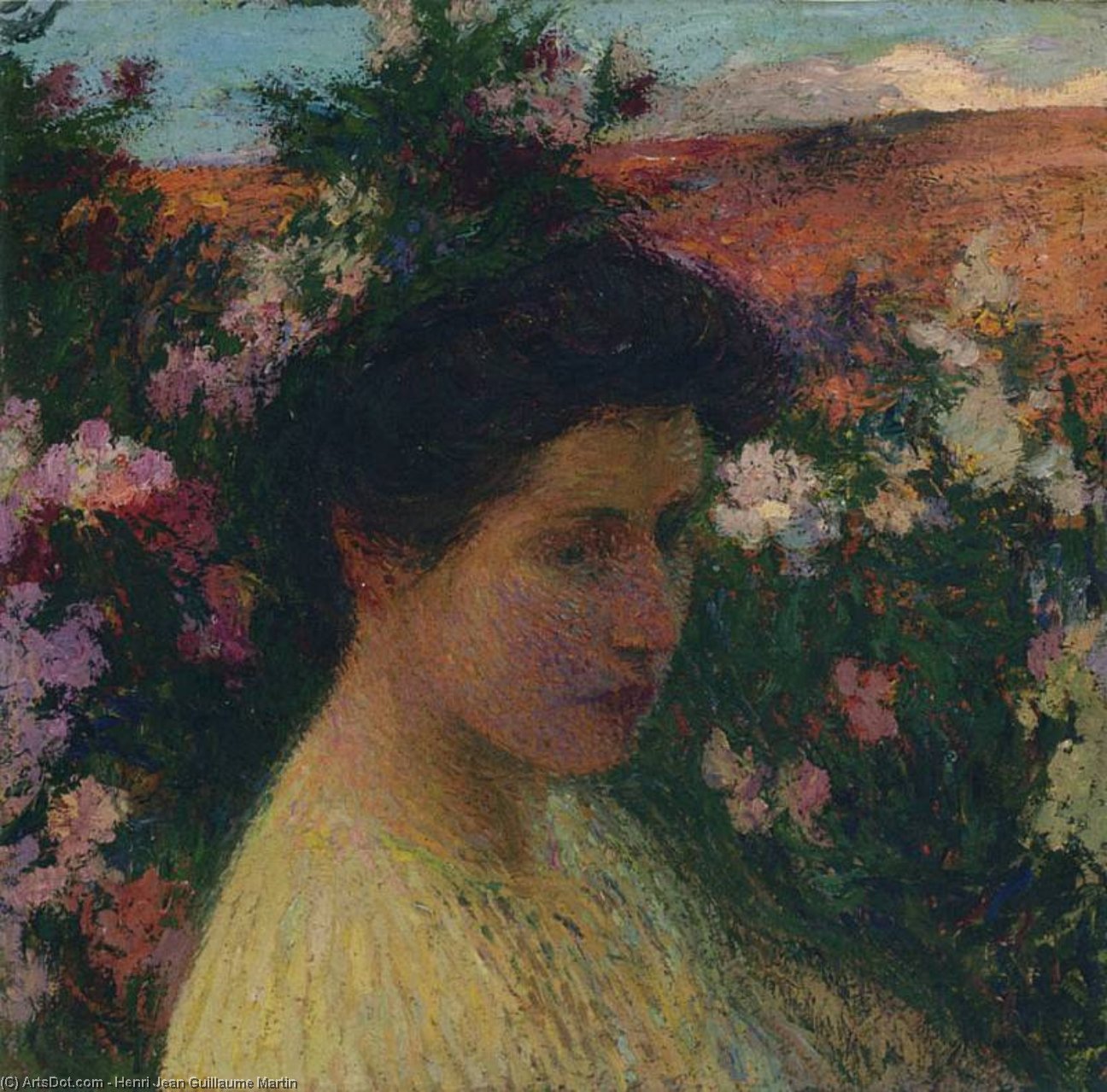 Wikioo.org - The Encyclopedia of Fine Arts - Painting, Artwork by Henri Jean Guillaume Martin - Dans les Fleurs