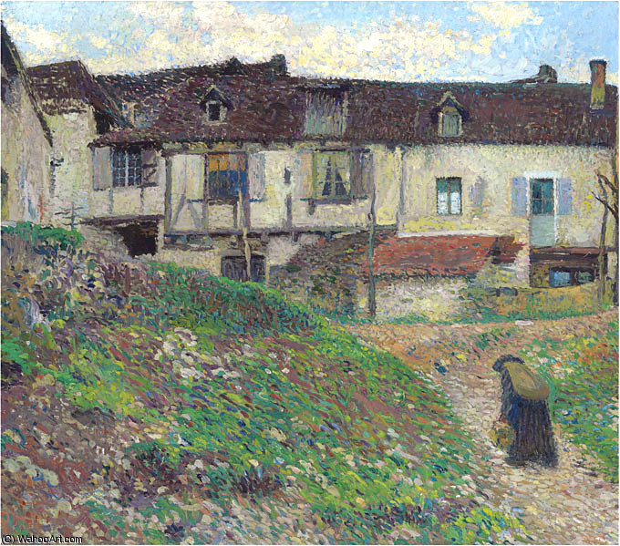 WikiOO.org - Εγκυκλοπαίδεια Καλών Τεχνών - Ζωγραφική, έργα τέχνης Henri Jean Guillaume Martin - Entering the Village