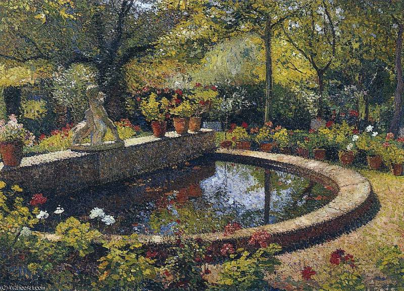 WikiOO.org – 美術百科全書 - 繪畫，作品 Henri Jean Guillaume Martin - 喷泉 我的 花园又名 方丹 丹斯 周一 花园