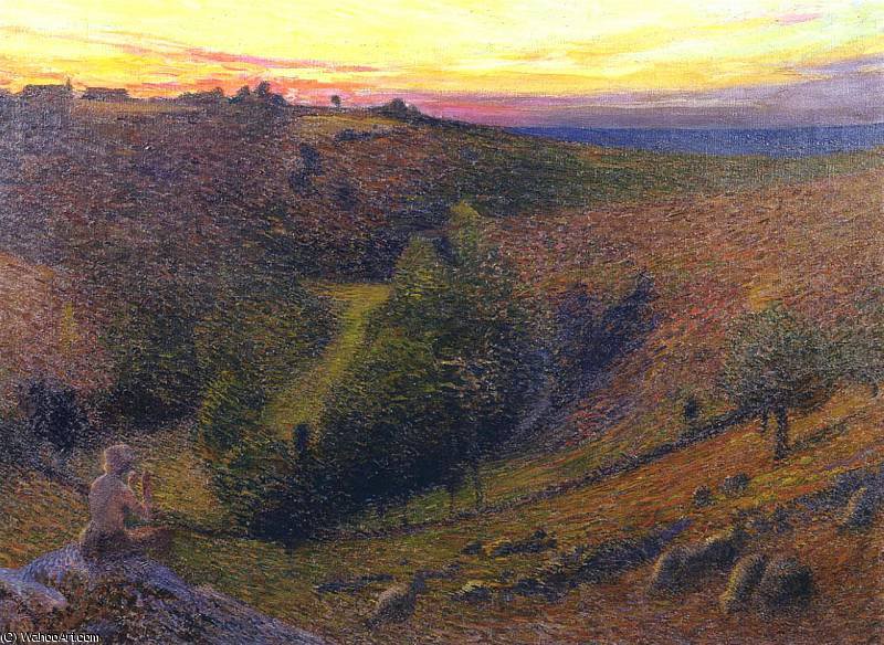 Wikioo.org - The Encyclopedia of Fine Arts - Painting, Artwork by Henri Jean Guillaume Martin - Jouant de Pipeau au Cocher Soleil aka Playing Pipes to the Setting Sun