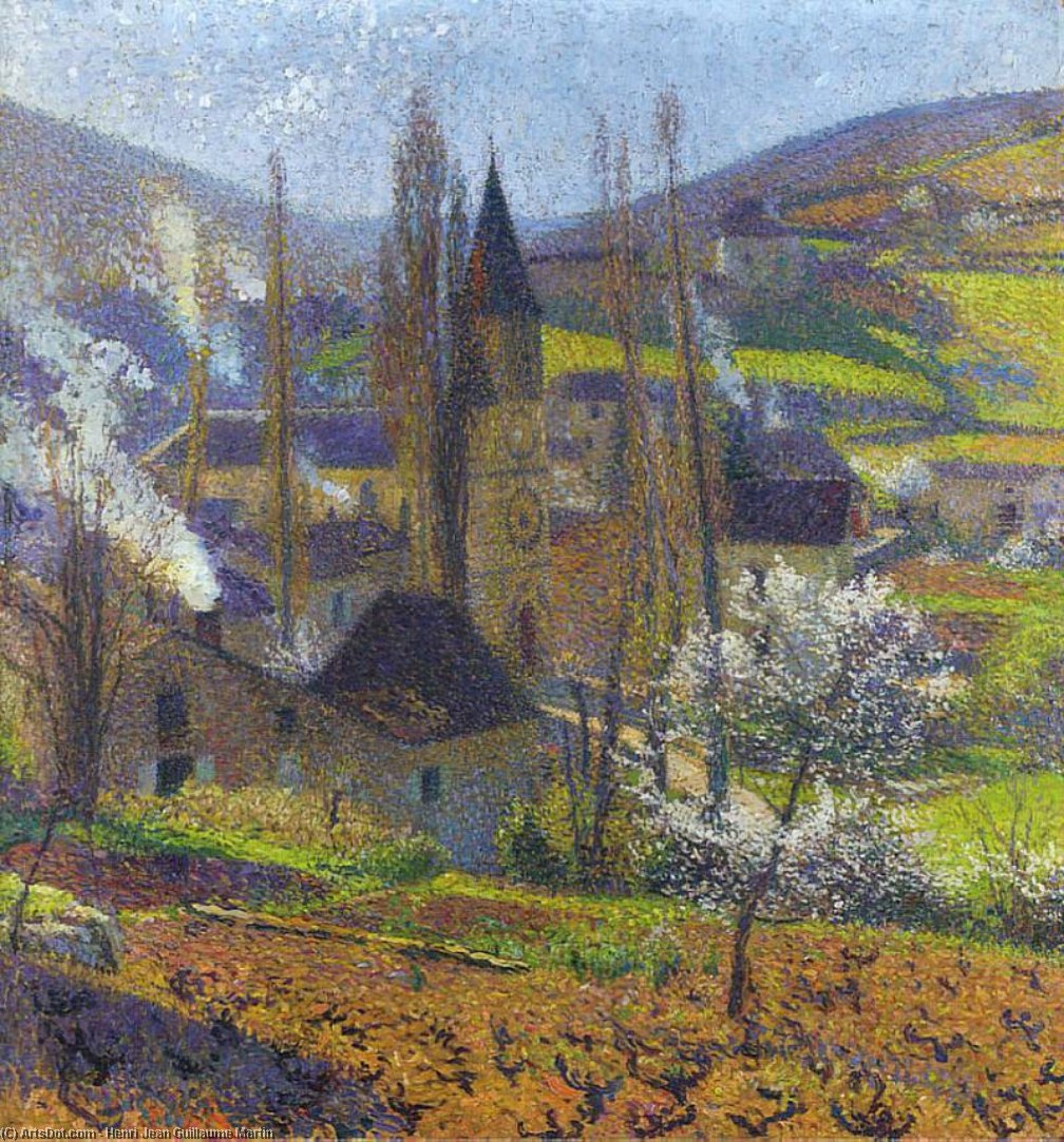 Wikioo.org - The Encyclopedia of Fine Arts - Painting, Artwork by Henri Jean Guillaume Martin - Labastide in Spring behind the Presbytere