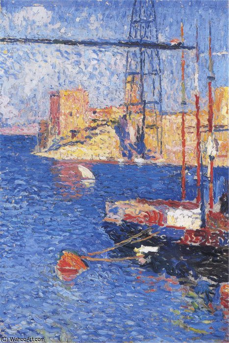 Wikioo.org - The Encyclopedia of Fine Arts - Painting, Artwork by Henri Jean Guillaume Martin - Le Port Transborder de Marseilles