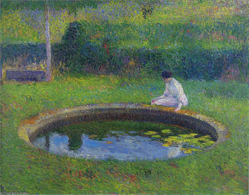 Wikioo.org - The Encyclopedia of Fine Arts - Painting, Artwork by Henri Jean Guillaume Martin - Madame Martin by the Pool in Marquayrol
