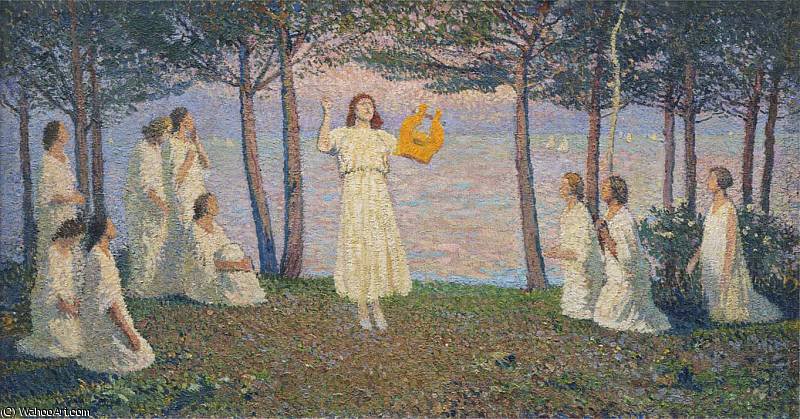 Wikioo.org - The Encyclopedia of Fine Arts - Painting, Artwork by Henri Jean Guillaume Martin - Poetesses on a Take Shore