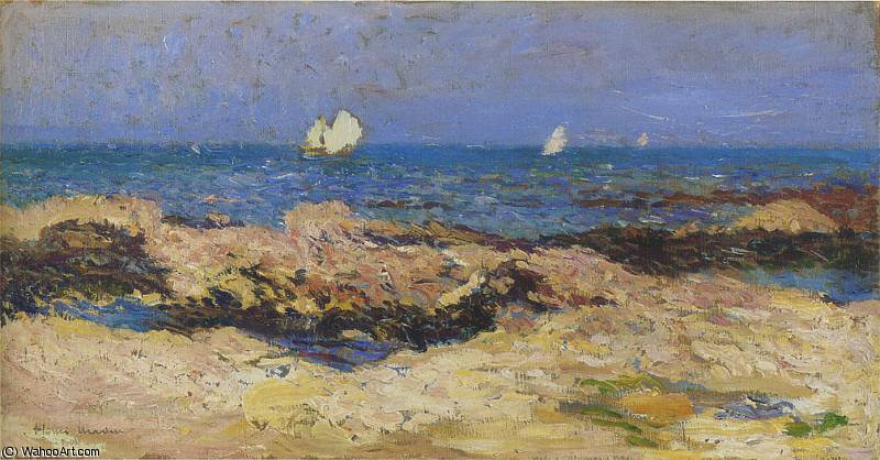 Wikioo.org - สารานุกรมวิจิตรศิลป์ - จิตรกรรม Henri Jean Guillaume Martin - Sailboats near the coast