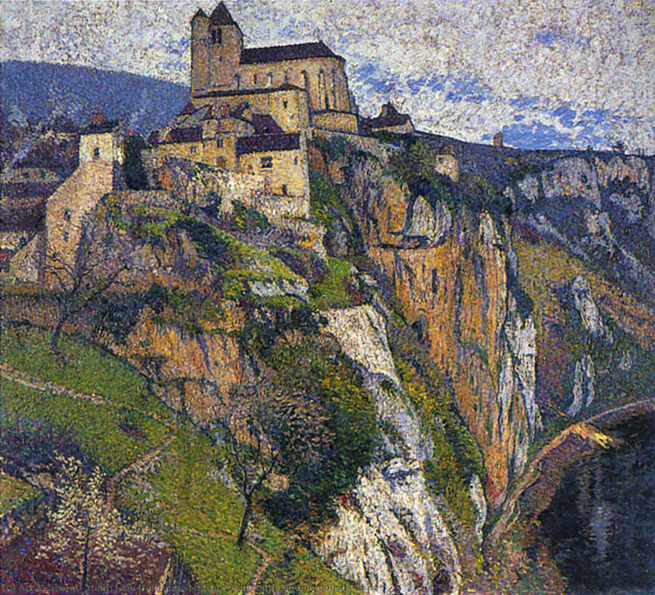 WikiOO.org - Encyclopedia of Fine Arts - Malba, Artwork Henri Jean Guillaume Martin - Saint Cirq Lapopie sous la Pluie