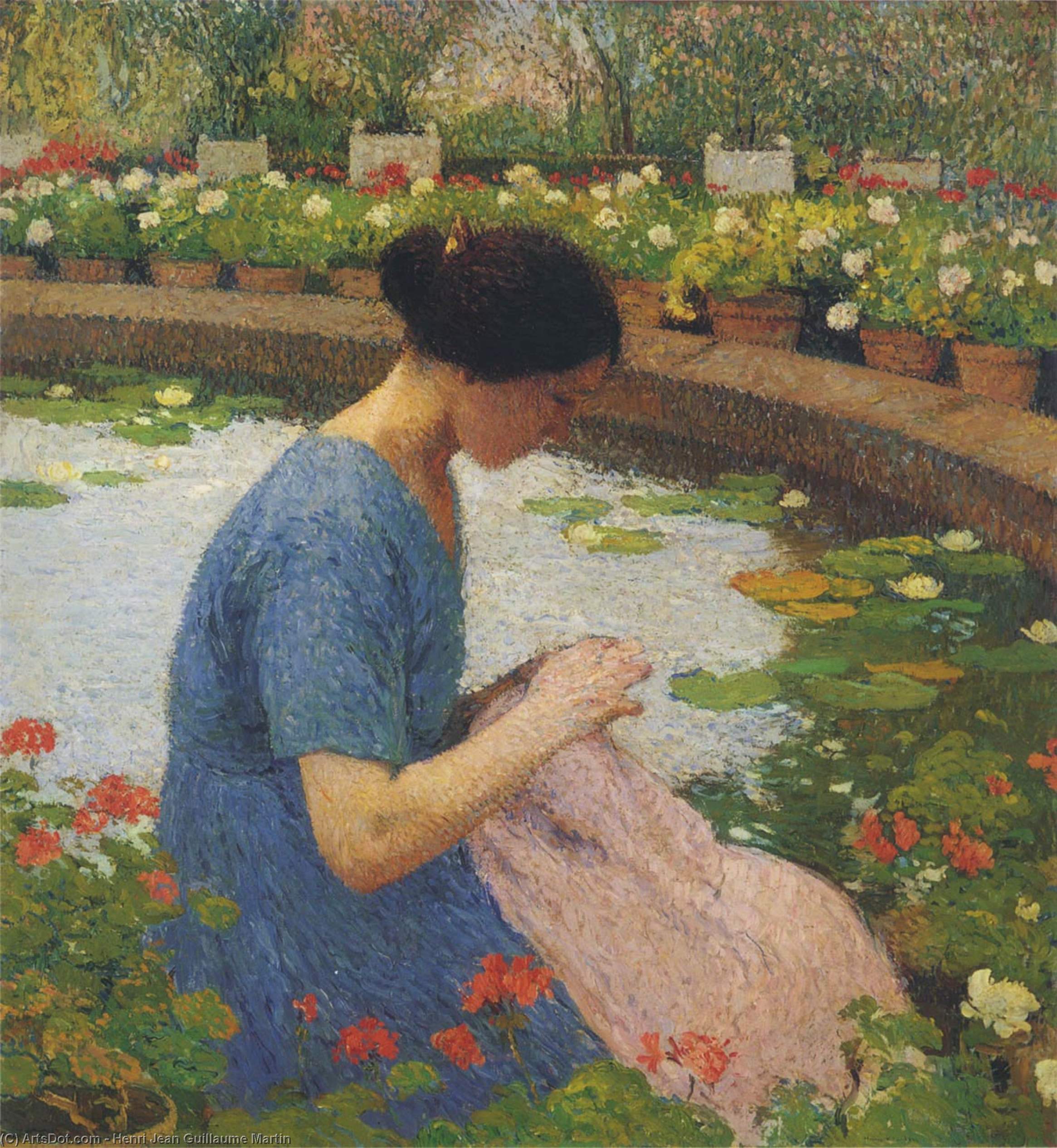 Wikioo.org - The Encyclopedia of Fine Arts - Painting, Artwork by Henri Jean Guillaume Martin - Sewing in the Garden at Marquayrol