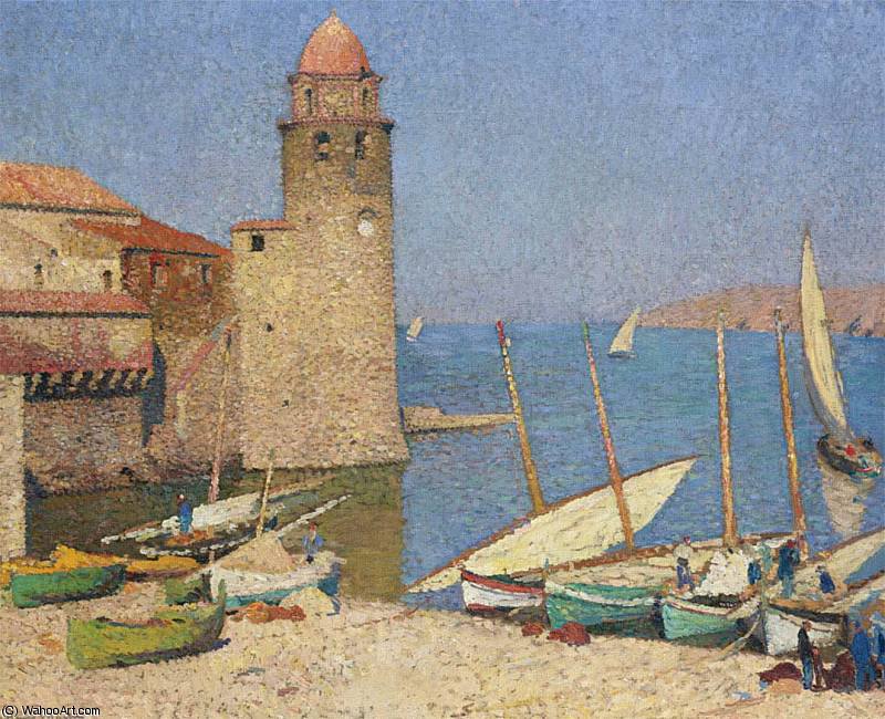 Wikoo.org - موسوعة الفنون الجميلة - اللوحة، العمل الفني Henri Jean Guillaume Martin - Ships at Port Collioure