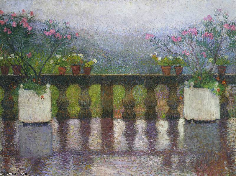 Wikioo.org - The Encyclopedia of Fine Arts - Painting, Artwork by Henri Jean Guillaume Martin - Terrace in the Rain in Marquayrol