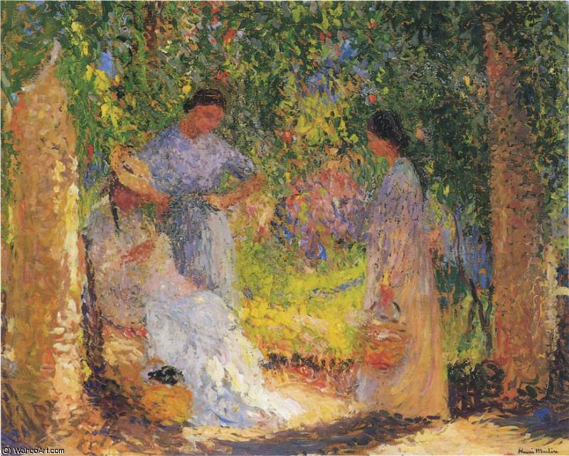 Wikioo.org - The Encyclopedia of Fine Arts - Painting, Artwork by Henri Jean Guillaume Martin - Trois Femmes dans un jardin