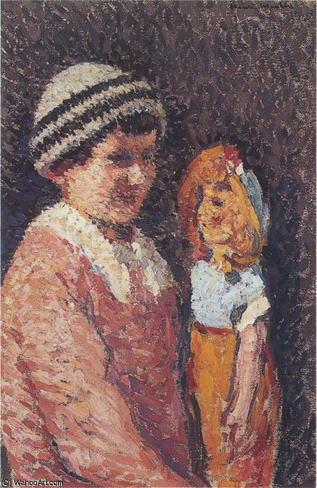 WikiOO.org - אנציקלופדיה לאמנויות יפות - ציור, יצירות אמנות Henri Jean Guillaume Martin - Young Girl with Doll