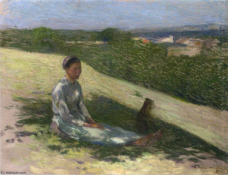 WikiOO.org - Encyclopedia of Fine Arts - Maleri, Artwork Henri Jean Guillaume Martin - Young Peasant Girl and Her Dog