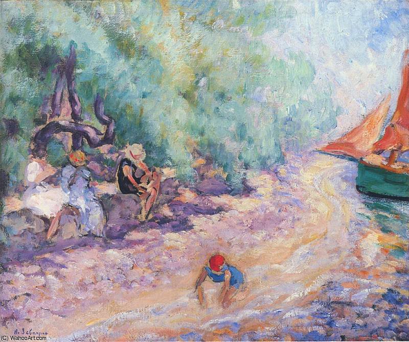Wikioo.org - The Encyclopedia of Fine Arts - Painting, Artwork by Henri Lebasque - Bathers by the River