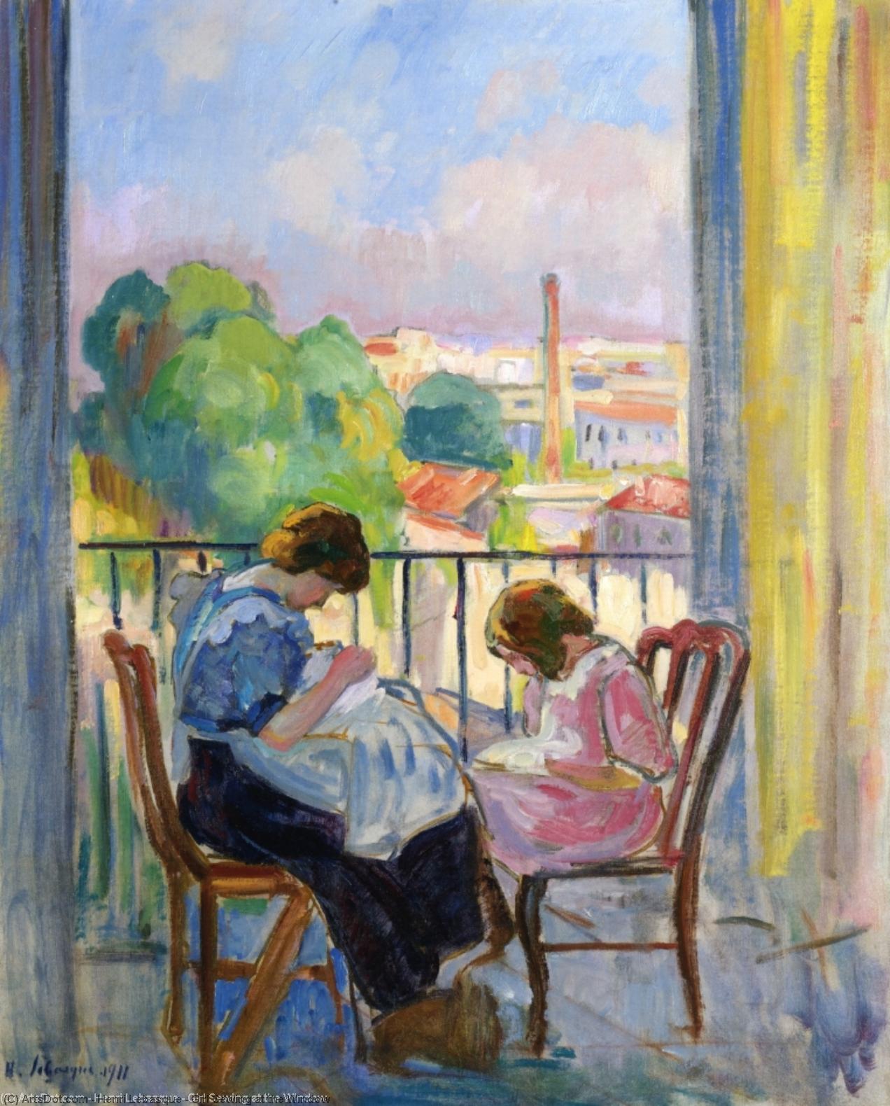 WikiOO.org – 美術百科全書 - 繪畫，作品 Henri Lebasque - 女孩缝纫 在  的  窗口