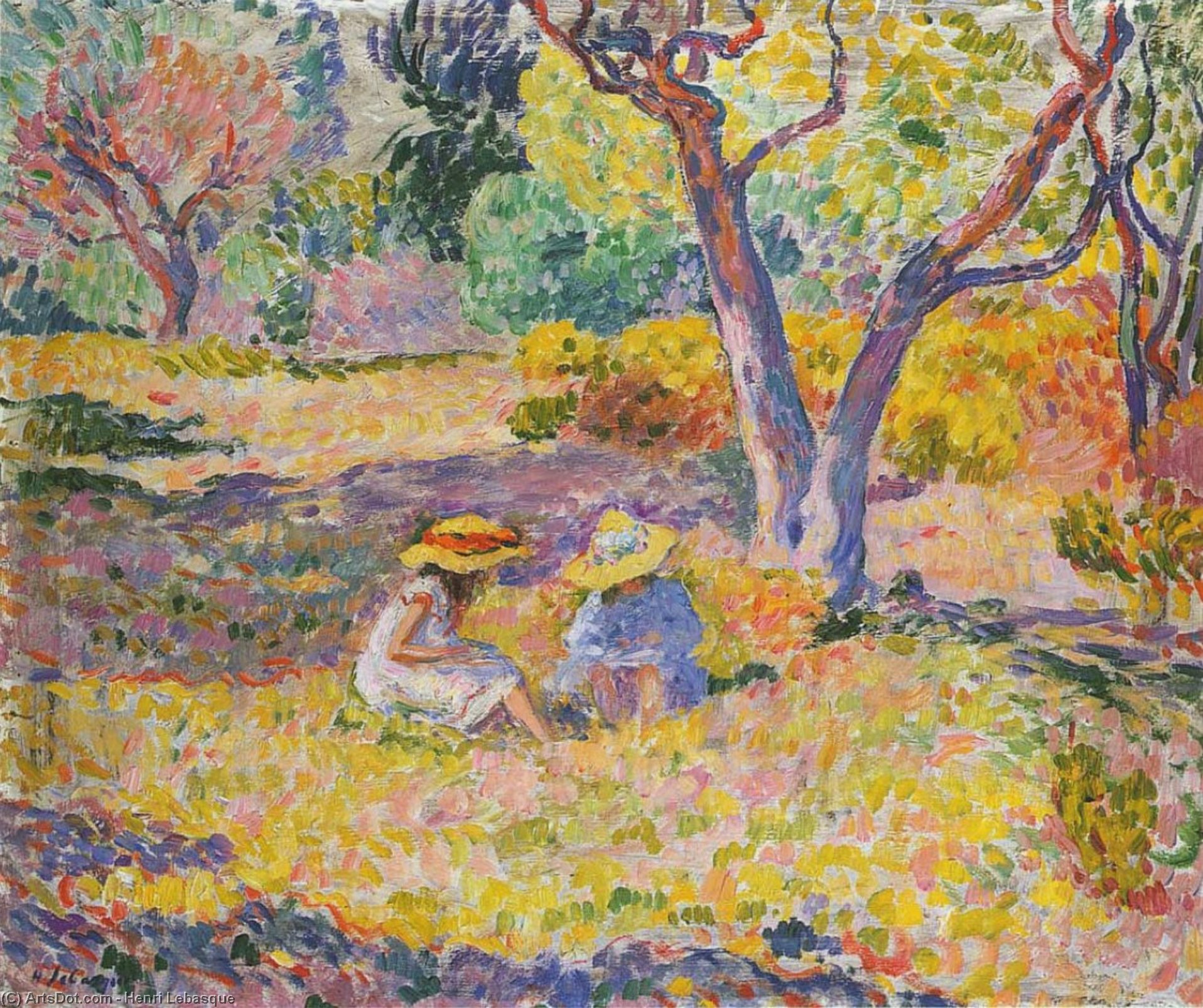 Wikioo.org - The Encyclopedia of Fine Arts - Painting, Artwork by Henri Lebasque - girls among olive trees