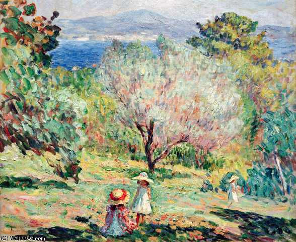 Wikioo.org - The Encyclopedia of Fine Arts - Painting, Artwork by Henri Lebasque - Girls in a Mediterranean landscape