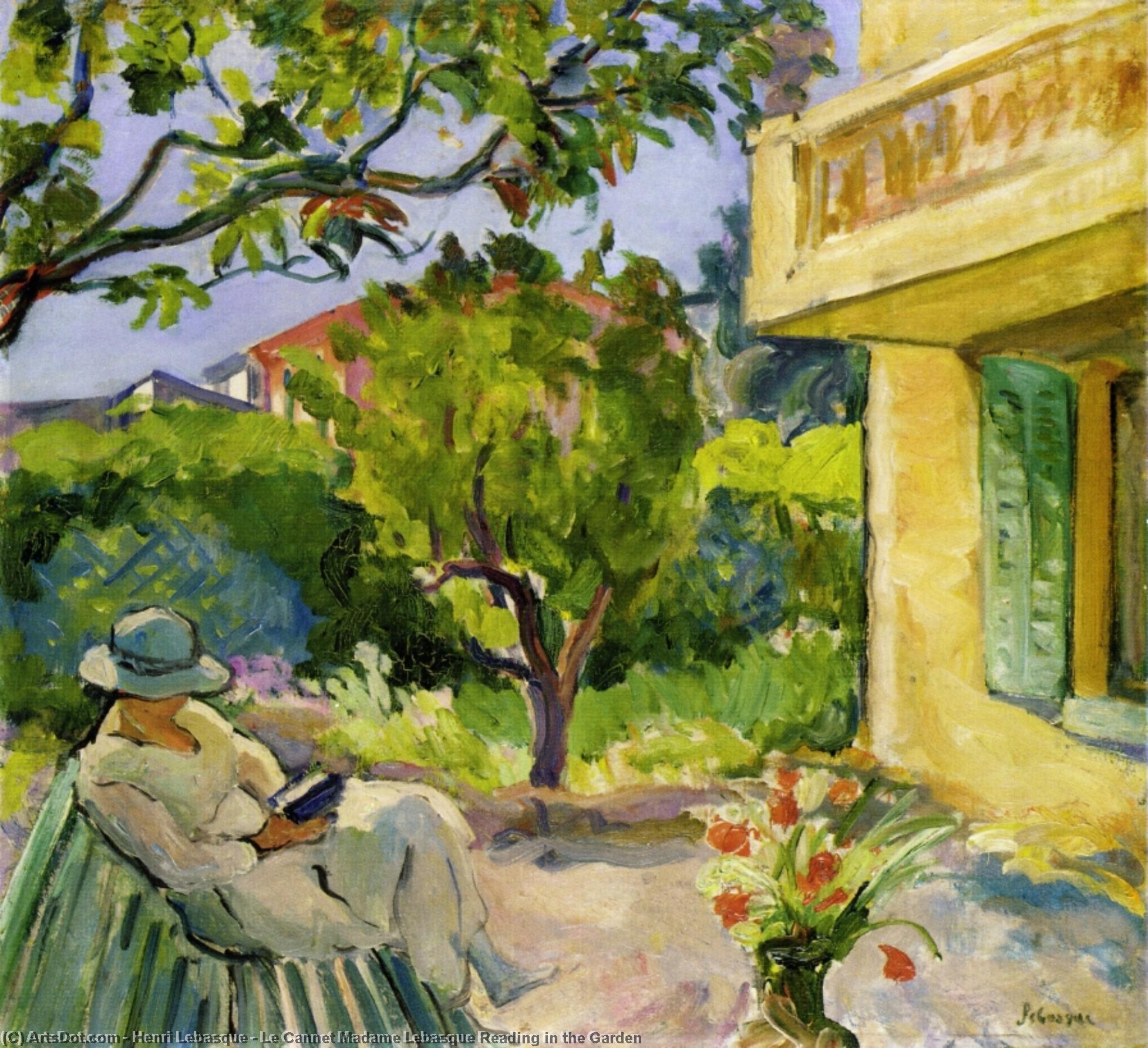 WikiOO.org - Enciclopédia das Belas Artes - Pintura, Arte por Henri Lebasque - Le Cannet Madame Lebasque Reading in the Garden