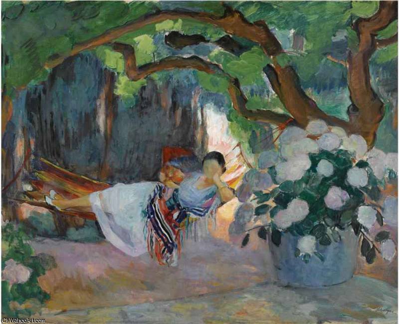 WikiOO.org - Encyclopedia of Fine Arts - Maľba, Artwork Henri Lebasque - Le Pradet Jeune Femme au Hamac