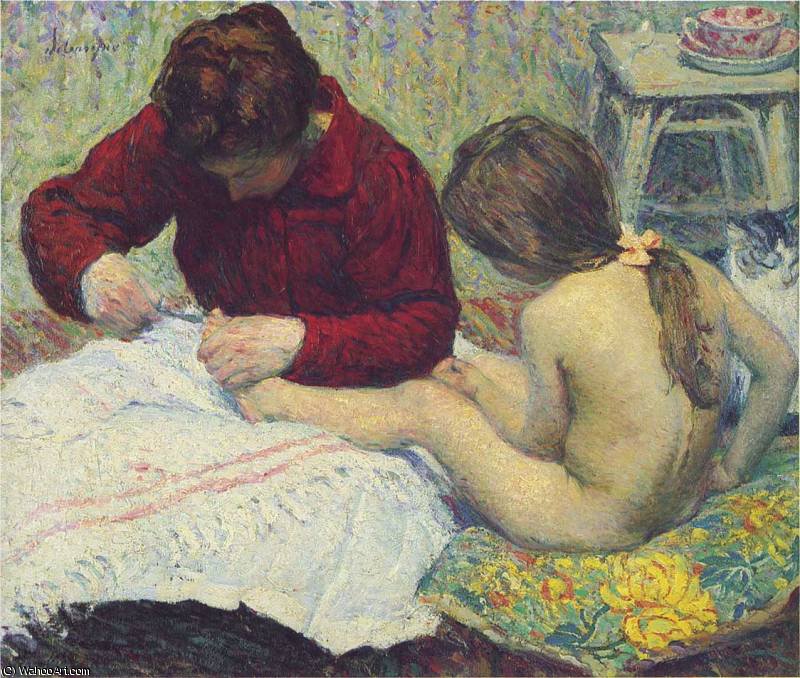 Wikioo.org - Die Enzyklopädie bildender Kunst - Malerei, Kunstwerk von Henri Lebasque - Madame Lebasque mit Tochter
