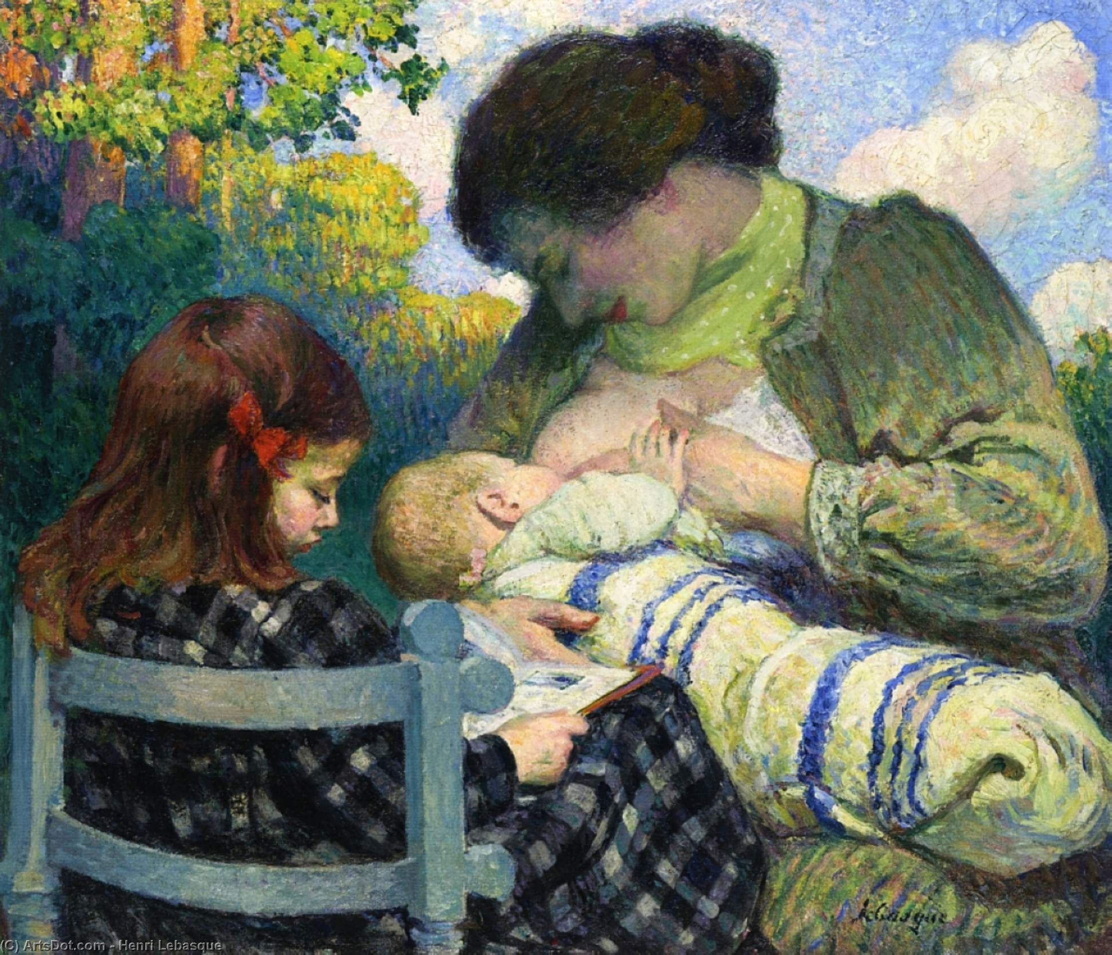 Wikioo.org - Die Enzyklopädie bildender Kunst - Malerei, Kunstwerk von Henri Lebasque - Mutterschaft madame lebasque und ihre kinder