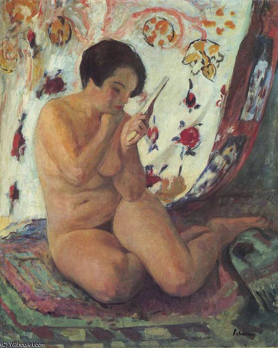 Wikioo.org - The Encyclopedia of Fine Arts - Painting, Artwork by Henri Lebasque - Nude Seated by a Mirror