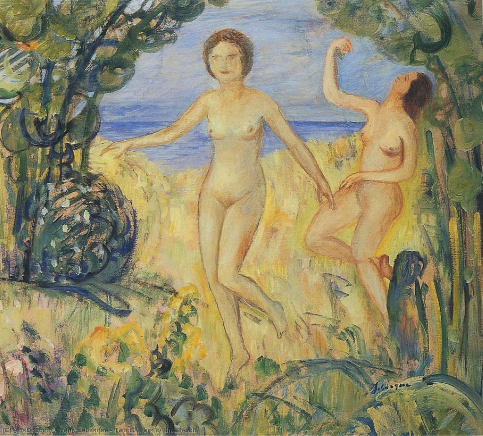 Wikioo.org - The Encyclopedia of Fine Arts - Painting, Artwork by Henri Lebasque - Two Bathers by the Beach