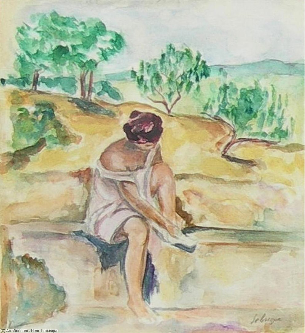 WikiOO.org - Енциклопедія образотворчого мистецтва - Живопис, Картини
 Henri Lebasque - woman tying up her sandle