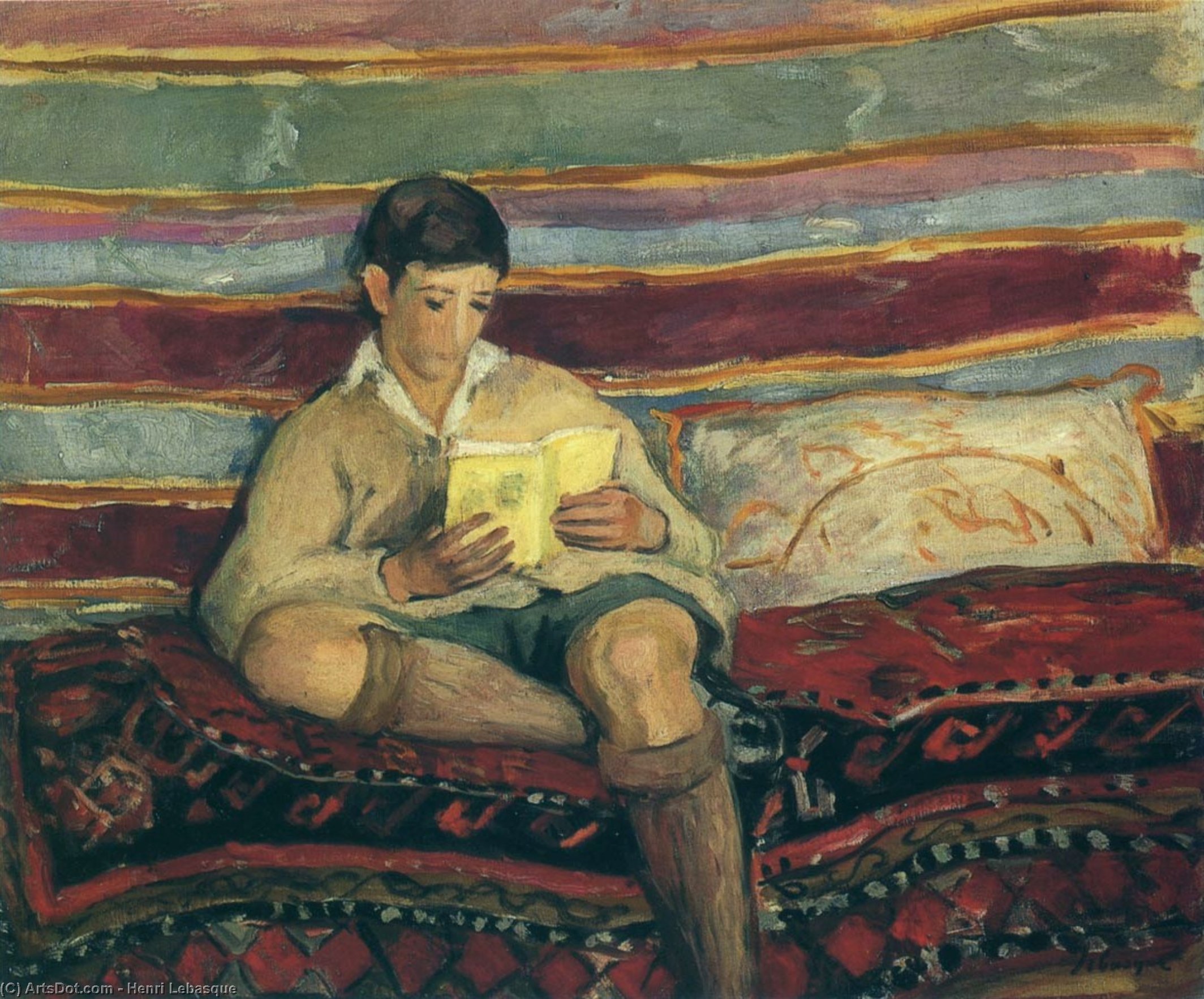 Wikioo.org – L'Encyclopédie des Beaux Arts - Peinture, Oeuvre de Henri Lebasque - jeunes garçon lisant
