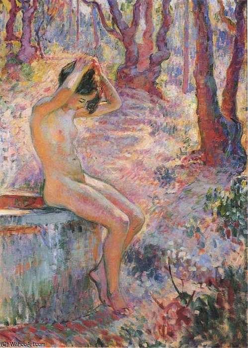 Wikioo.org - The Encyclopedia of Fine Arts - Painting, Artwork by Henri Lebasque - Young Girl by Fountain