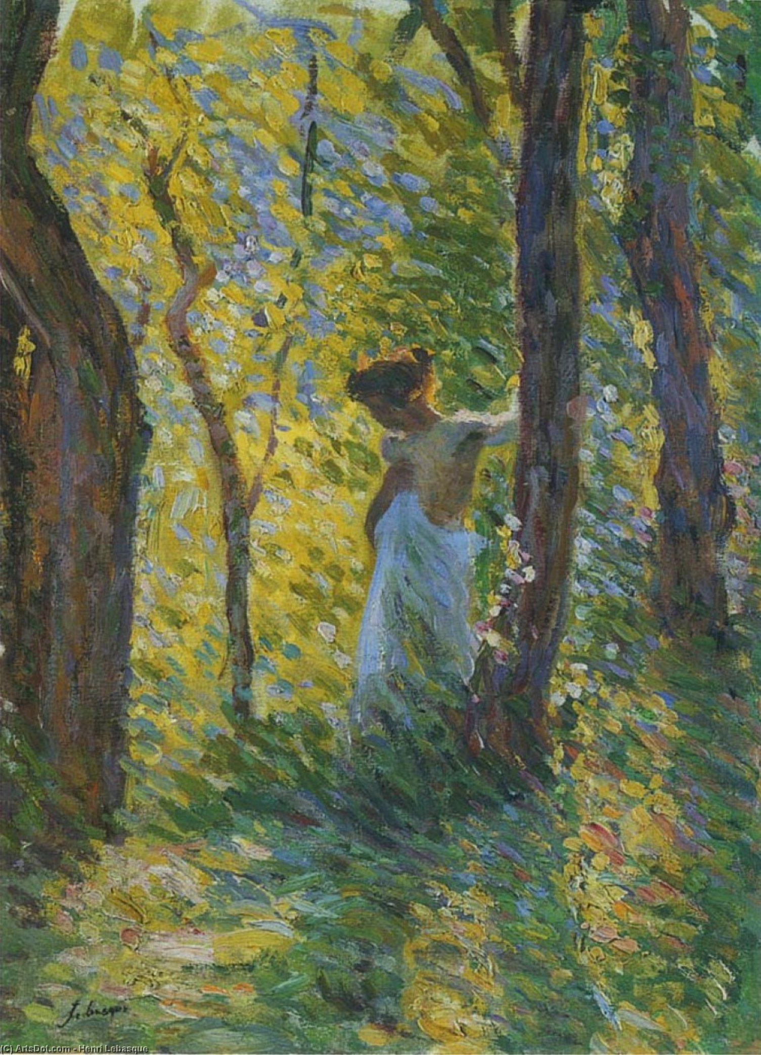 Wikioo.org - The Encyclopedia of Fine Arts - Painting, Artwork by Henri Lebasque - Young Girl in a Clearing