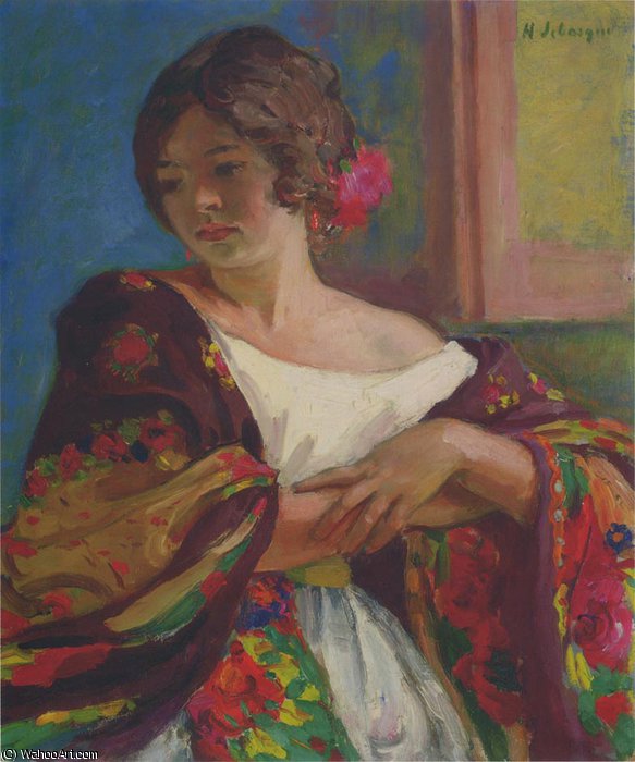 Wikioo.org - The Encyclopedia of Fine Arts - Painting, Artwork by Henri Lebasque - Young Woman in a Shawl